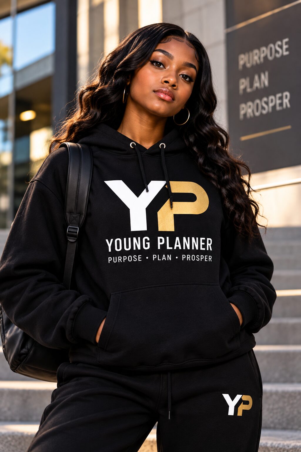 A Young Planner wearing the YP hoodie